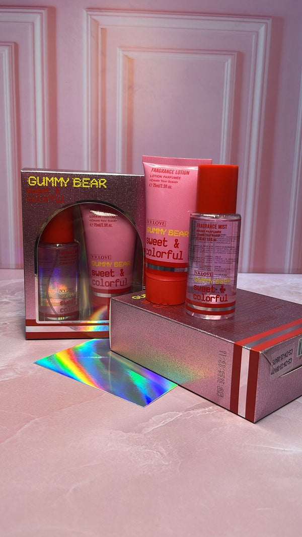 ESTUCHE COLONIA Y CREMA GUMMY BEAR ROJO